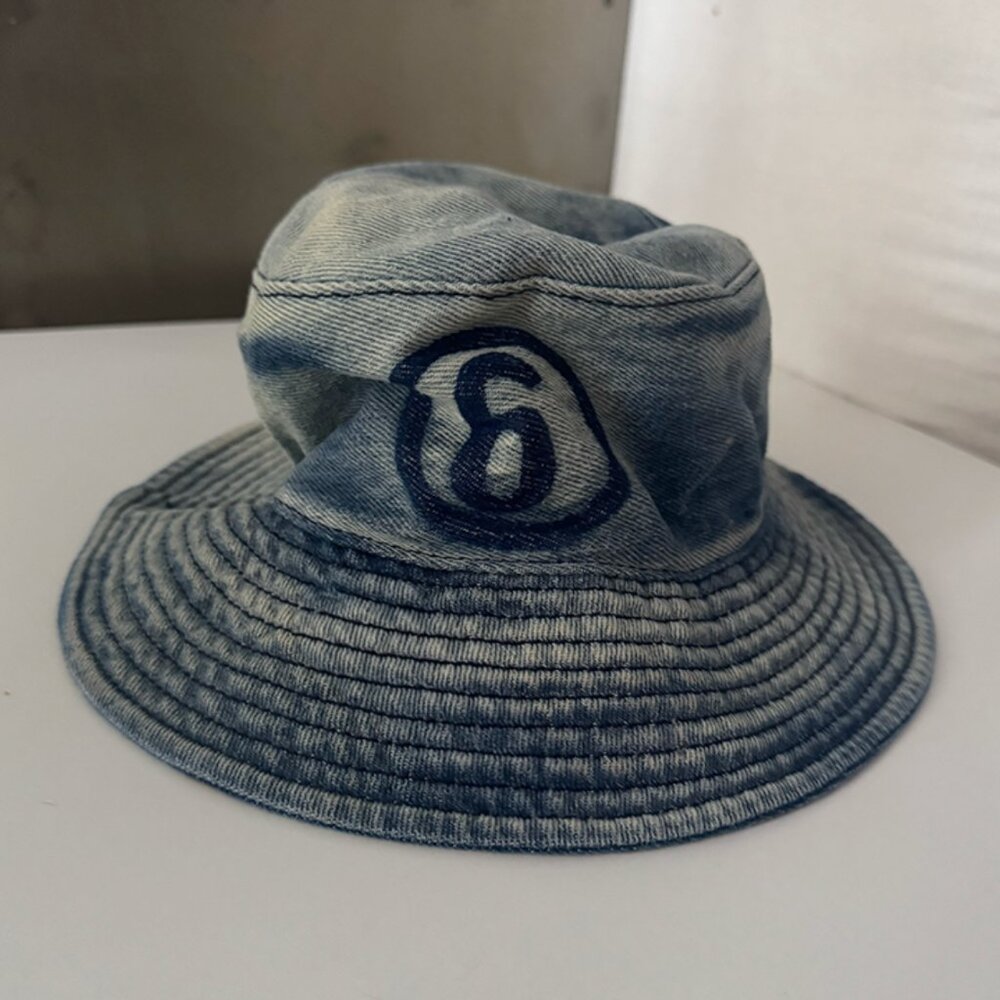 Maison Margiela Denim Bucket Hat – Blue Logo Fade